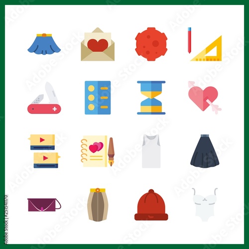 16 space icon. Vector illustration space set. cupid and hourglass icons for space works