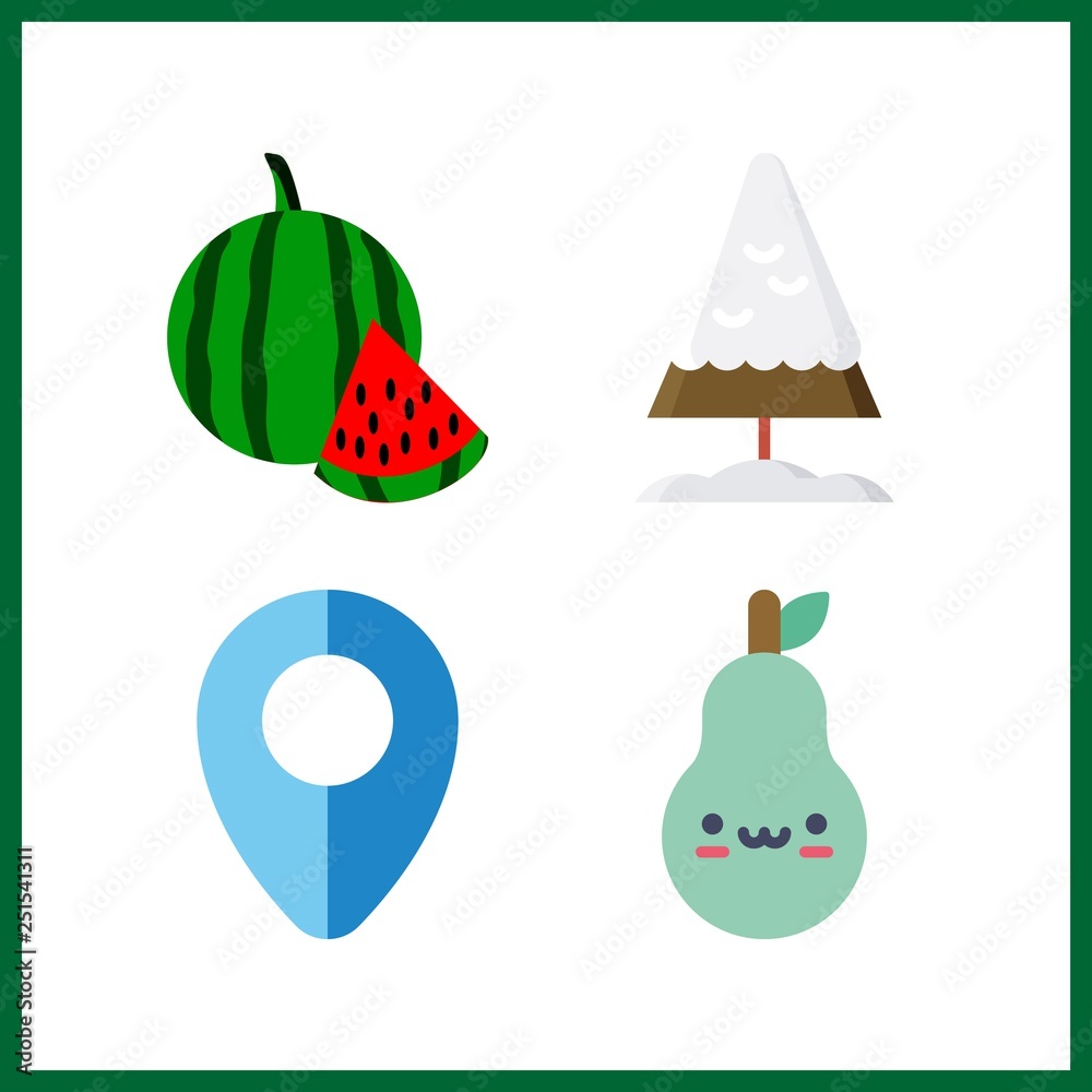 4 seed icon. Vector illustration seed set. pine and watermelon icons for seed works