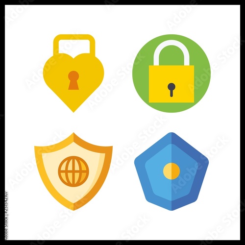 4 cyber icon. Vector illustration cyber set. shield and padlock icons for cyber works