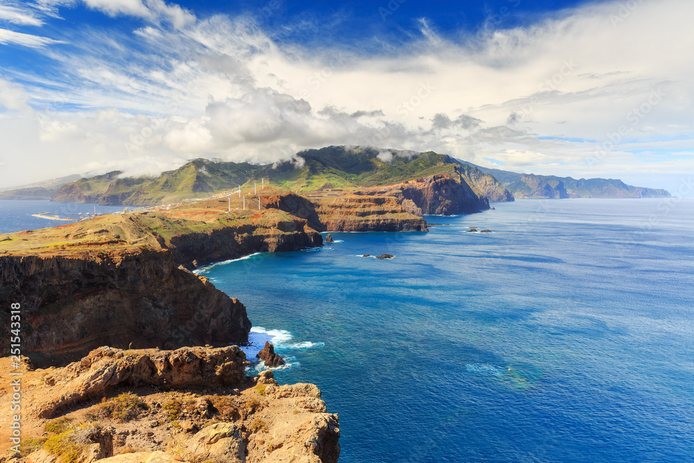 Beautiful landscape view of the east coast of the island Madeira at Ponta de Sao Lourenco nature reserve