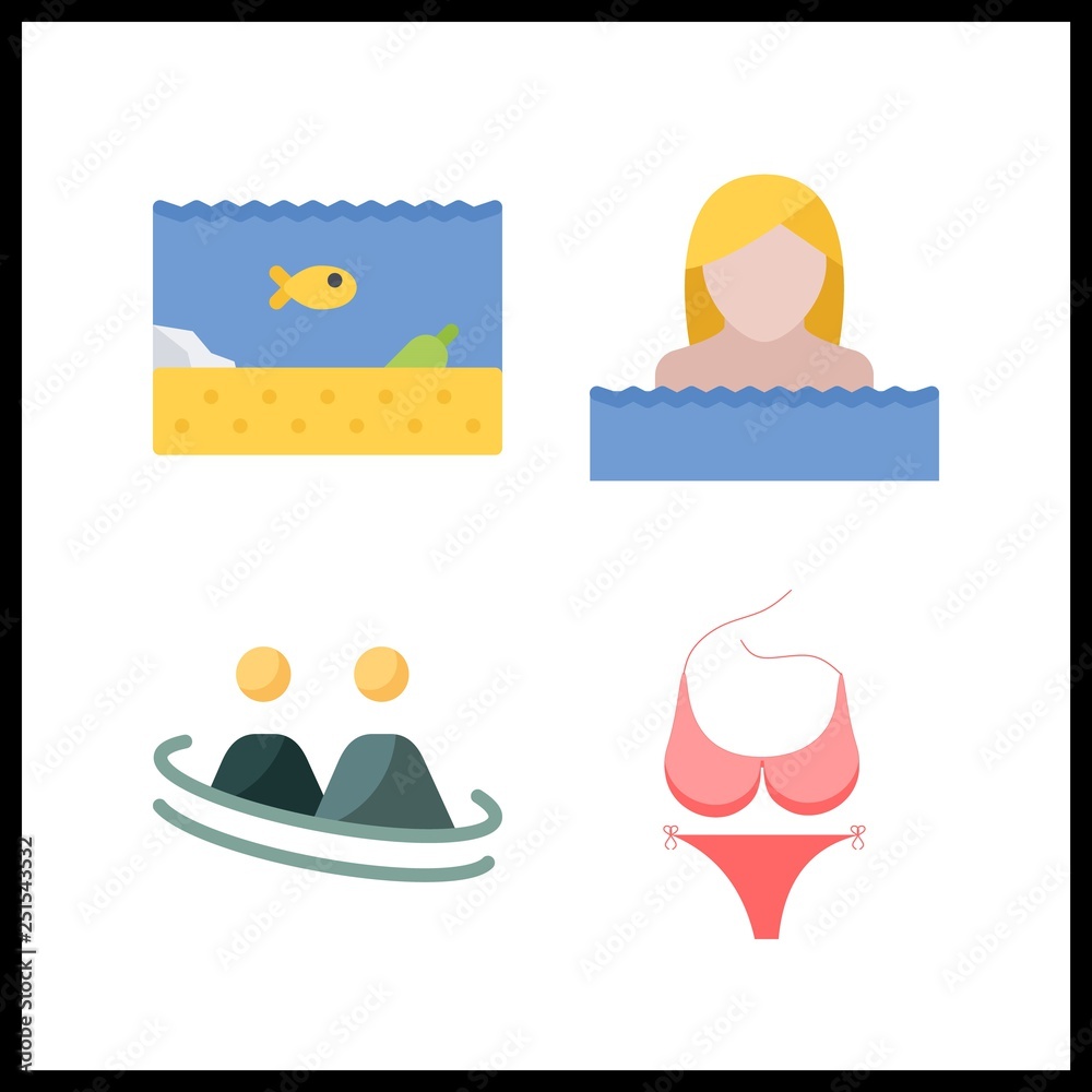 4 swimming icon. Vector illustration swimming set. pink bikini and swimmer icons for swimming works