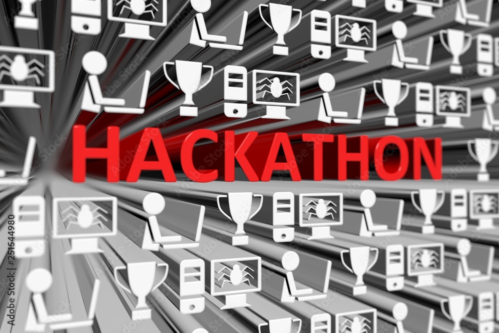 HACKATHON concept blurred background 3d render illustration Stock ...