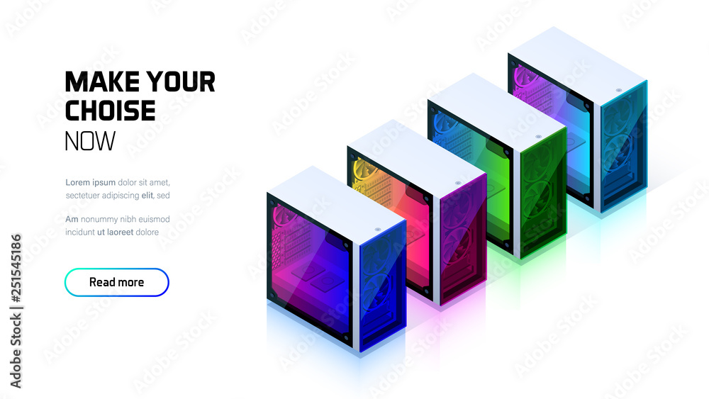 Custom computer case for gaming or workstation, custom building store, colorful glass pc case Custom computer case for gaming or workstation, custom building store, colorful glass pc case