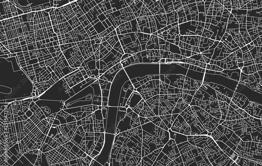 Fototapeta Black and white vector city map of London