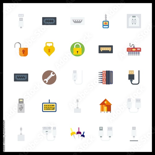 25 key icon. Vector illustration key set. wrench and knob icons for key works