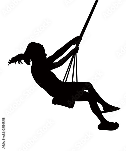 girl swinging silhouette vector