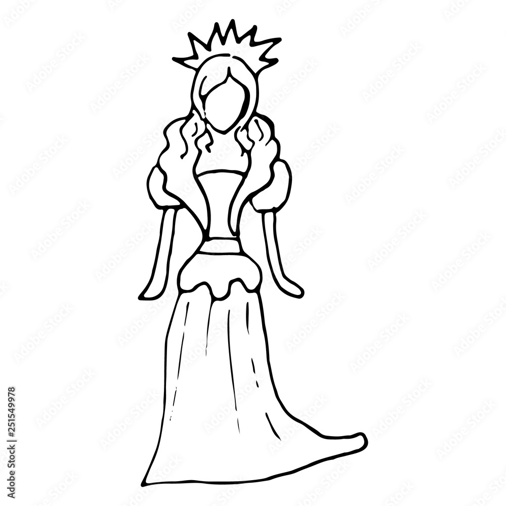 Hand drawn doodle of princess.Perfect for invitation, greeting card Hand drawn doodle of princess.Perfect for invitation, greeting card
