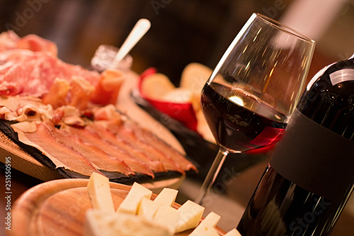 Wine, meats and cheeses
