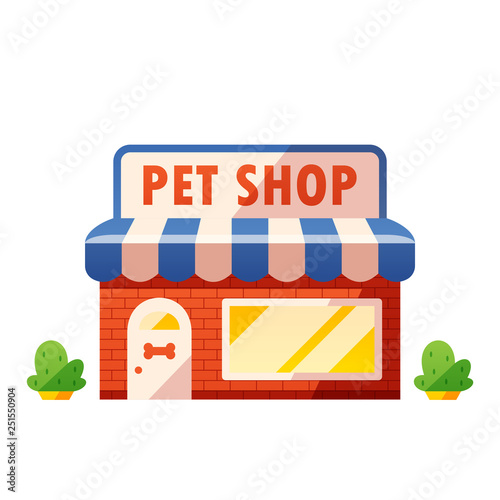 Pet shop building vector isolated illustration