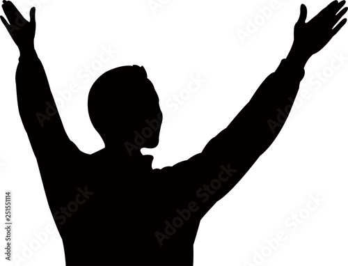 man , body part , raised hands, silhouette vector