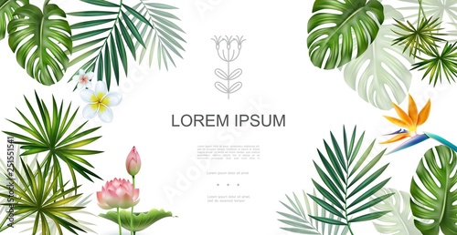 Realistic Tropical Plants Floral Concept