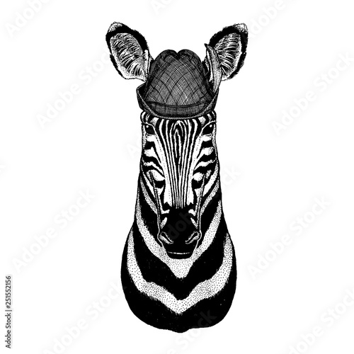 Zebra wearing traditional bavarian tirol hat. Oktoberfest.