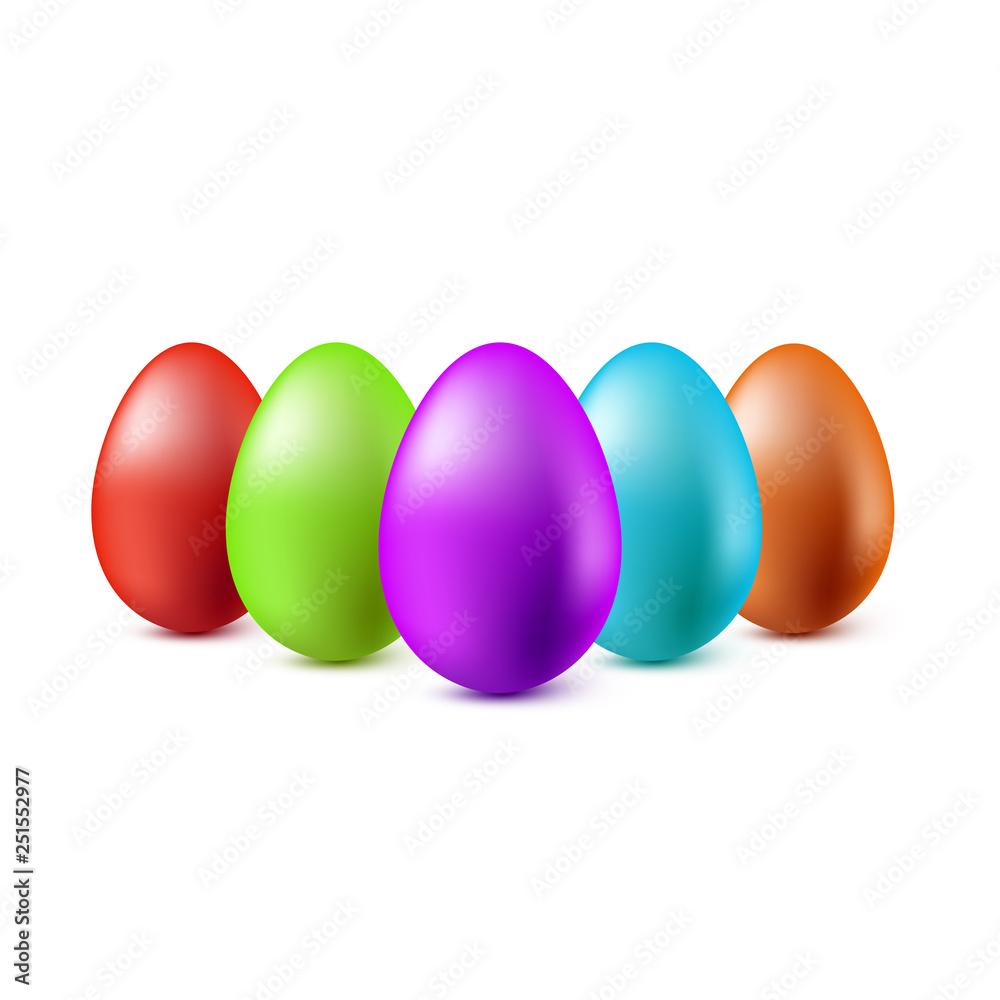 Color Easter eggs stand in a row on a white background. Color Easter eggs stand in a row on a white background.