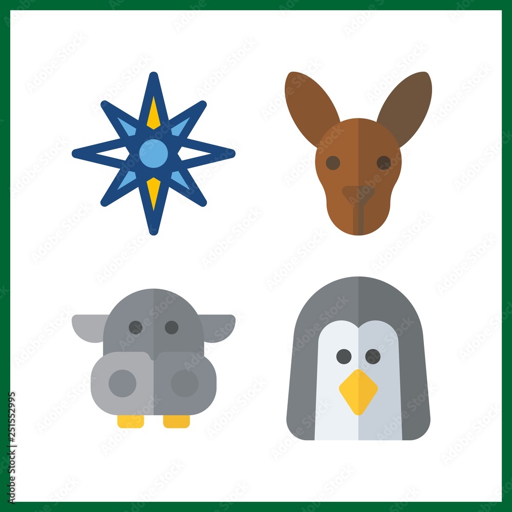 4 south icon. Vector illustration south set. kangaroo and hippopotamus icons for south works 4 south icon. Vector illustration south set. kangaroo and hippopotamus icons for south works