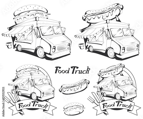 fast food truck vector set, vector graphic to design