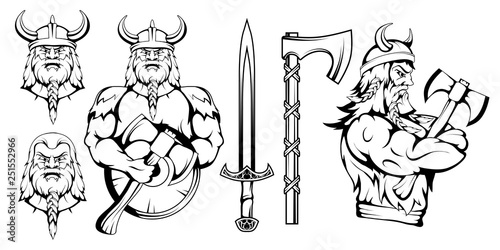 viking warrior set, vector graphic to design