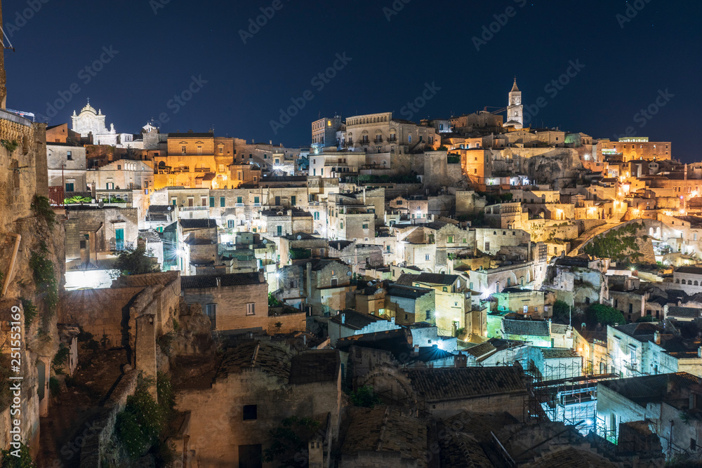 Sassi di Matera at night. European Capital of Culture.