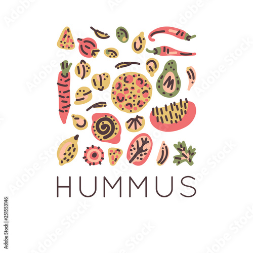 Hummus vector handdrawn objects