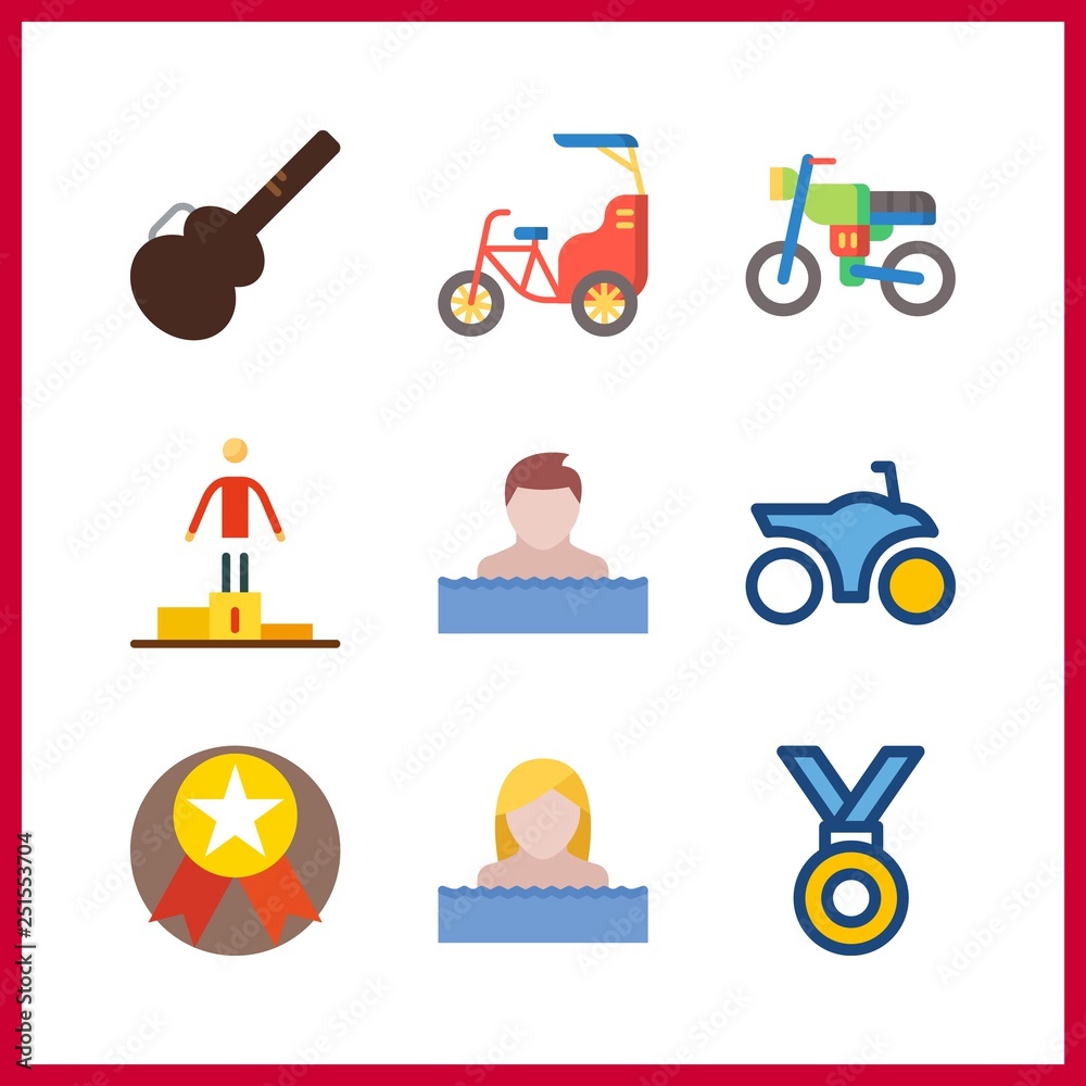 9 race icon. Vector illustration race set. bike and motorbike icons for race works 9 race icon. Vector illustration race set. bike and motorbike icons for race works