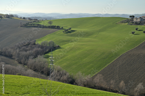 landscape with hills,green fiels,italy,landscape,countryside,view,agriculture,panorama,rural,horizon
