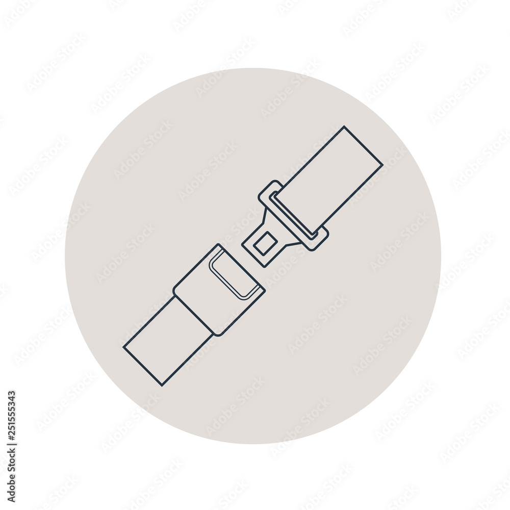 Icono plano lineal cinturón de seguridad en círculo color gris Icono plano lineal cinturón de seguridad en círculo color gris