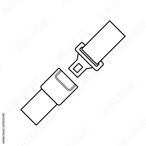 Icono plano lineal cinturón de seguridad en color negro