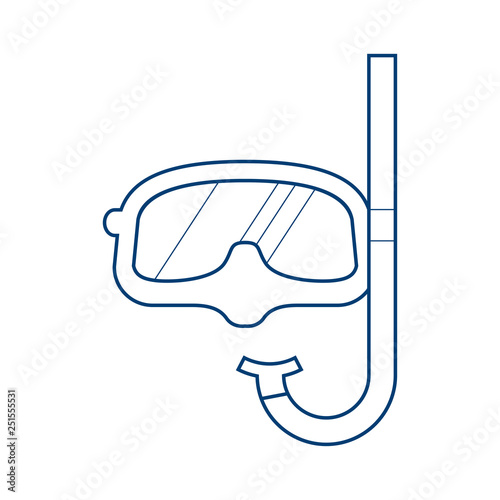 Icono plano lineal gafas de buceo en color azul