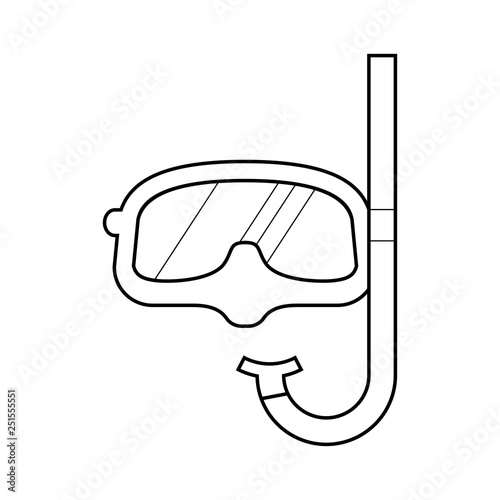 Icono plano lineal gafas de buceo en color negro