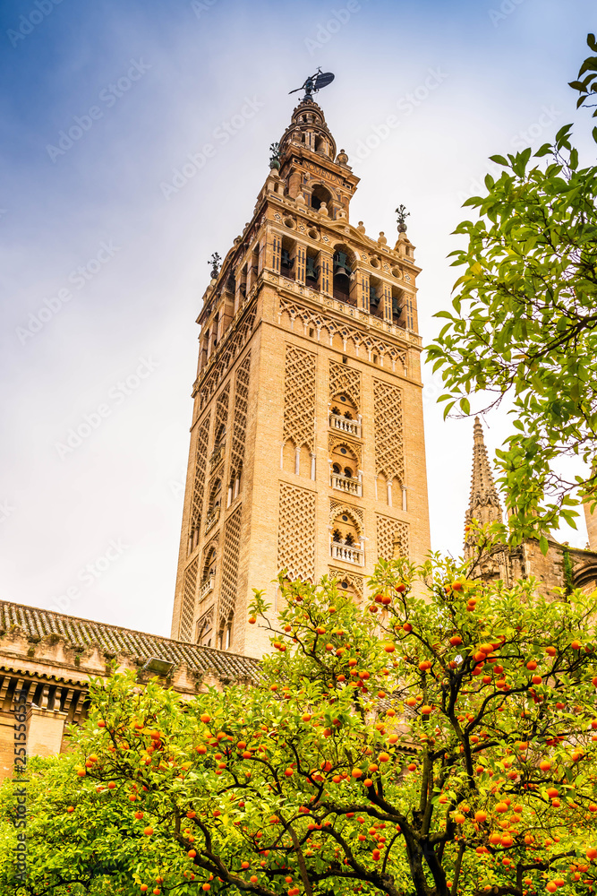 La Giralda de la Cathédrale de Séville en Andalousie, Espagne