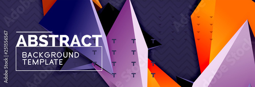 3d triangular shapes geometric background. Origami style pattern with triange shapes for decorative design. Poster design. Line design. Modern presentation template