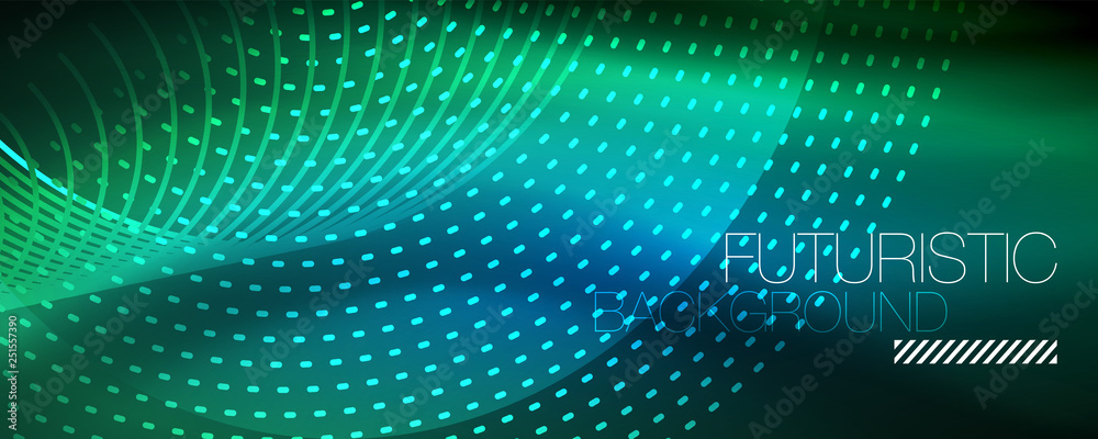 Glowing light particles in dark neon space, magic glow shiny abstract background Glowing light particles in dark neon space, magic glow shiny abstract background