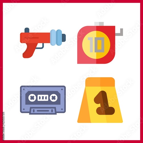 4 tape icon. Vector illustration tape set. cassette and blaster icons for tape works