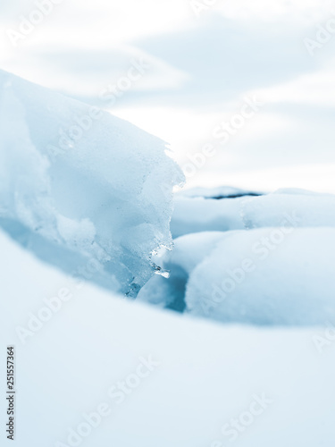 Broken ice on a lake in Norway