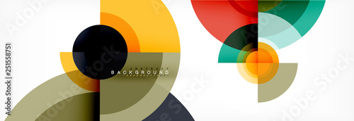 Minimal geometric circles and triangles abstract background, techno modern design, poster template