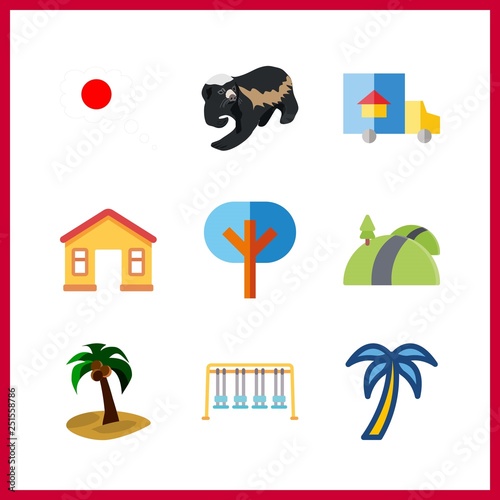 9 tree icon. Vector illustration tree set. japan and trucks icons for tree works
