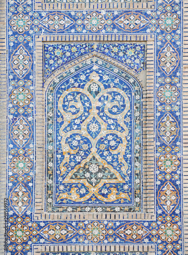 asian old ceramic mosaic. elements of oriental ornament on ceramic tiles