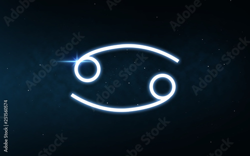astrology and horoscope - cancer sign of zodiac over dark night sky and stars background