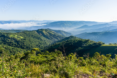 Fototapeta Naklejka Na Ścianę i Meble -  Scenic Valleys Thousand Hills Zulu Homes Mist