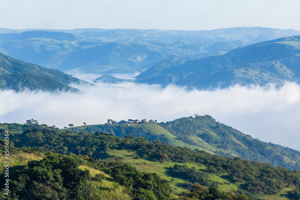 Zulu Tribal Homes Scenic Valleys Thousand Hills Morning Mist