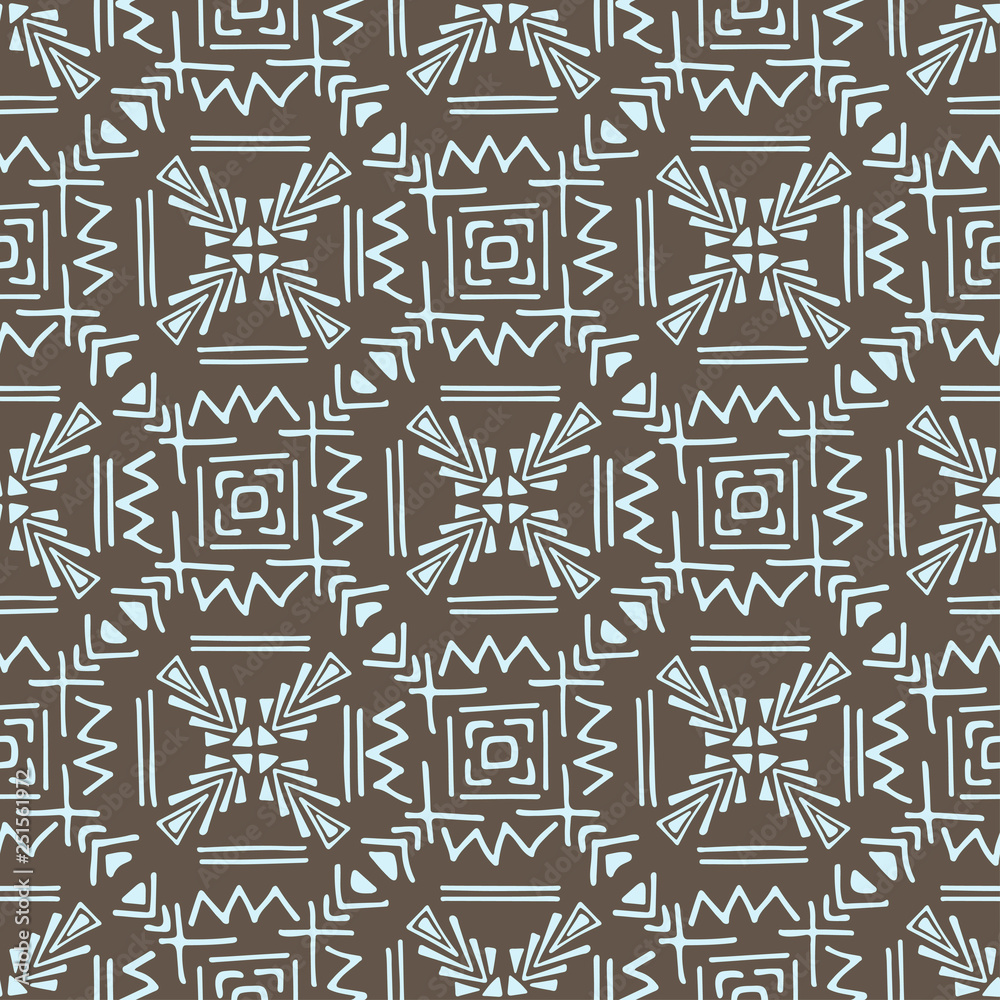 Boho ethnic ornament tribal art print. Seamless pattern, hand drawn. Vector illustration.