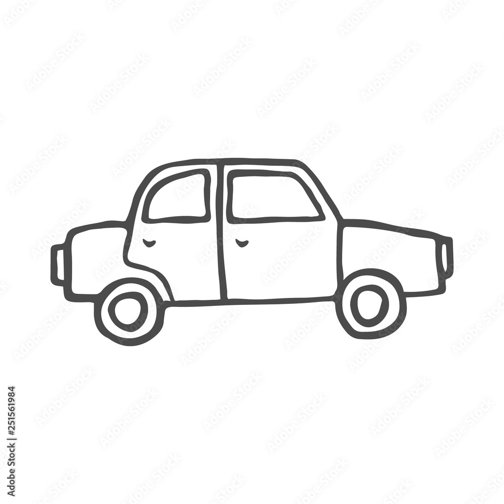 Car doodle. Vector illustration isolated on white background.