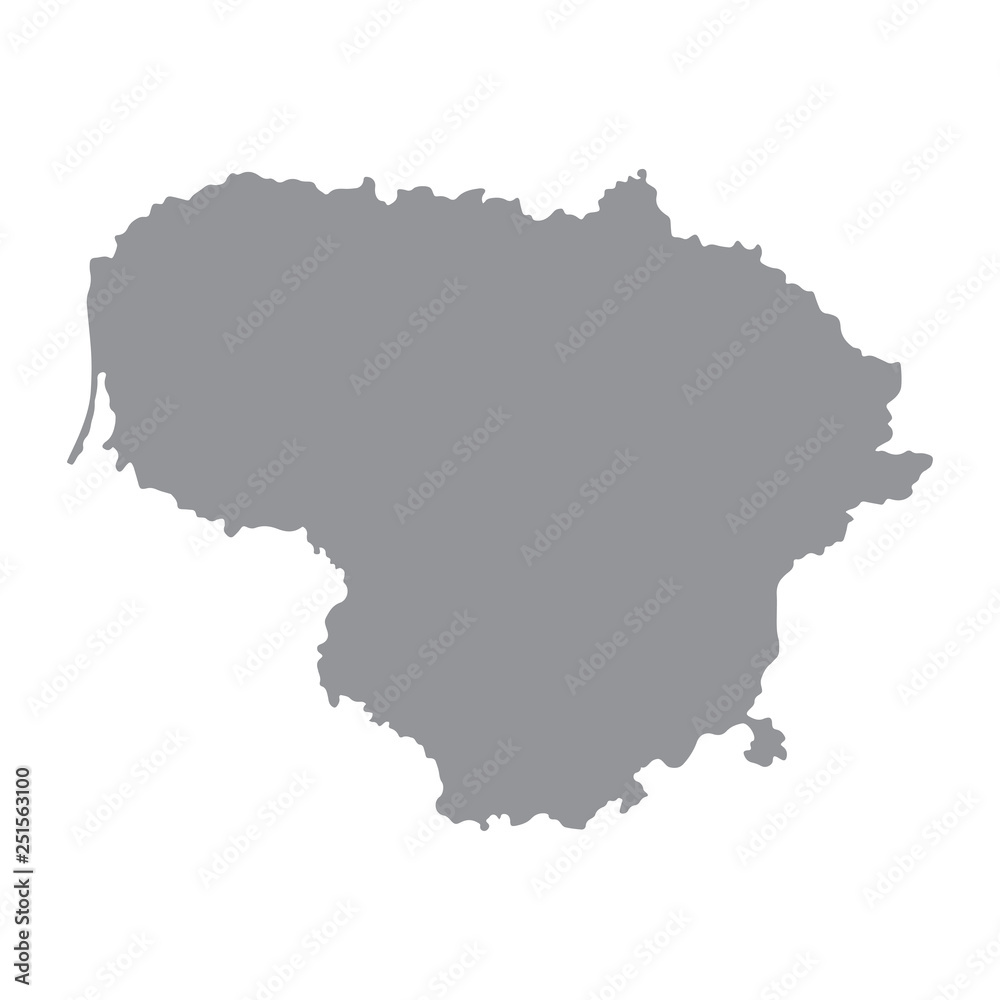 Lithuania map in gray on a white background