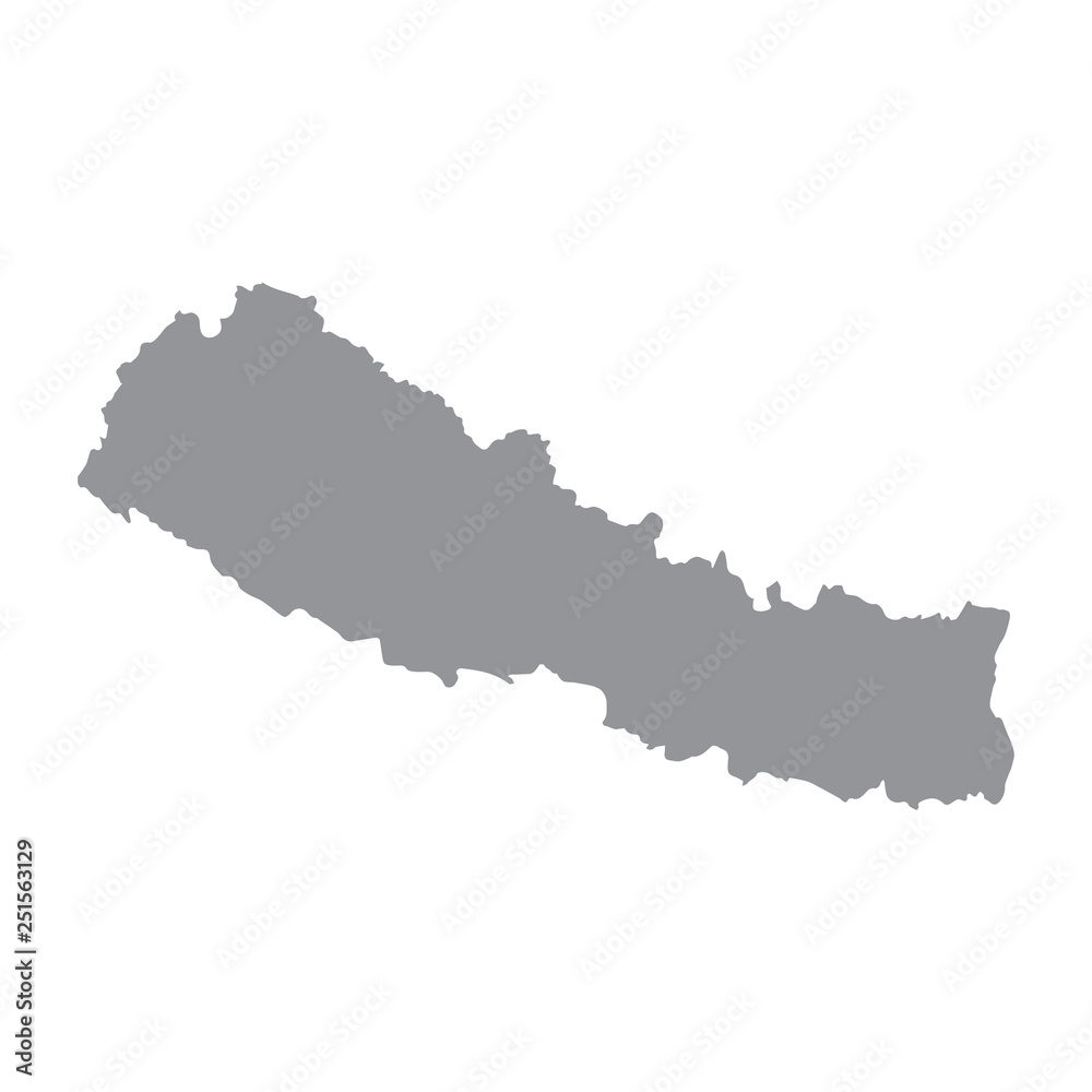 Nepal map in gray on a white background
