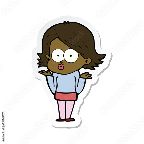 sticker of a cartoon girl pouting