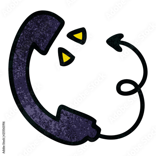retro grunge texture cartoon telephone receiver