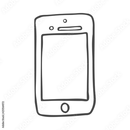Smart phone doodle icon. Hand drawn sketch in vector