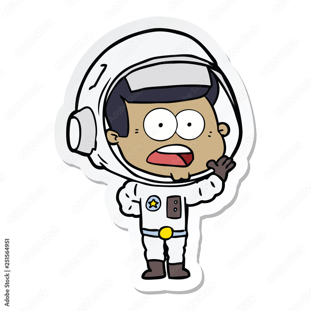 sticker of a cartoon surprised astronaut sticker of a cartoon surprised astronaut