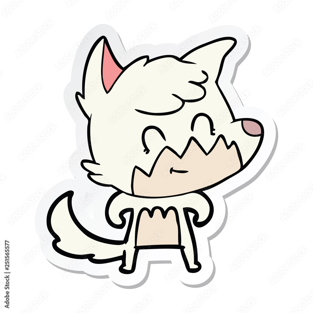 sticker of a cartoon friendly fox sticker of a cartoon friendly fox