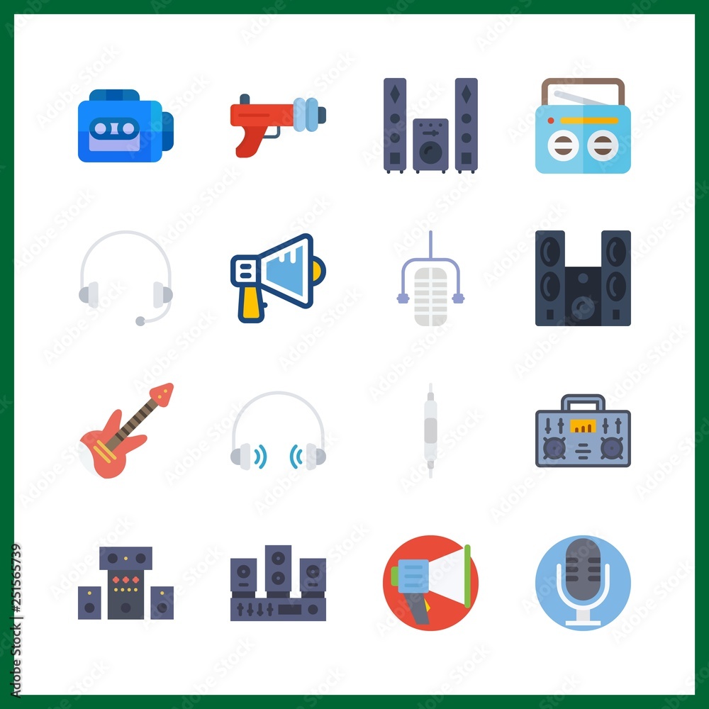 16 volume icon. Vector illustration volume set. tape recorder and megaphone icons for volume works 16 volume icon. Vector illustration volume set. tape recorder and megaphone icons for volume works