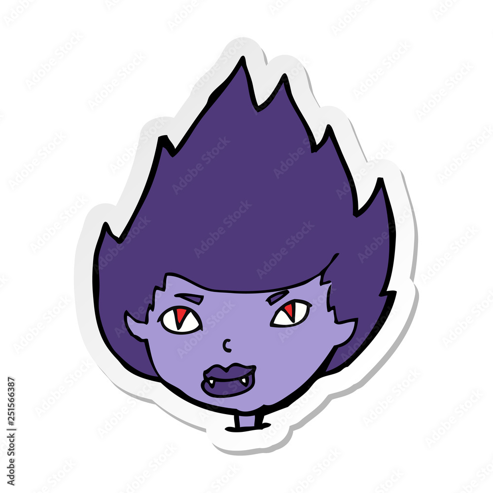 sticker of a cartoon vampire head